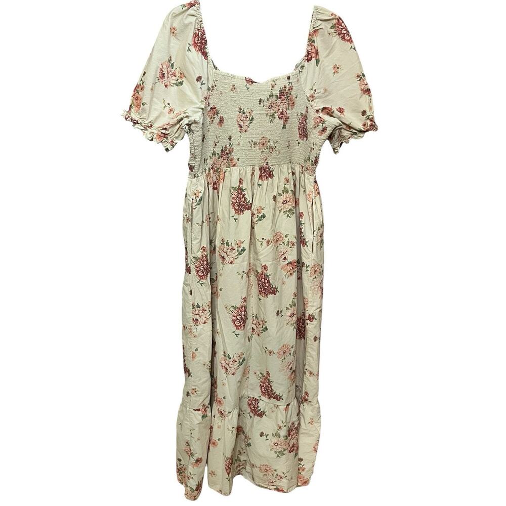 Universal Thread Smocked Midi Dress XXL Puff Sleeve Cottagecore Tradwife Floral - Picture 4 of 8
